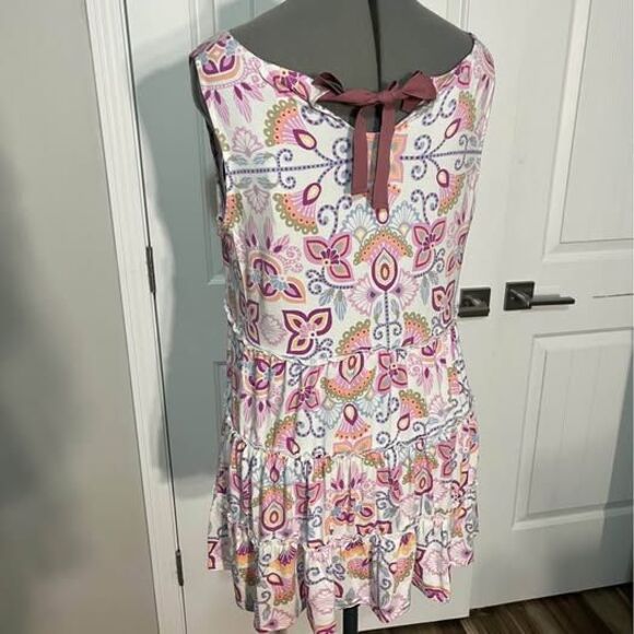 XL Blouse Matilda Jane NWT ruffle bottom and bow tie off back Tank Blouse - Picture 3 of 7